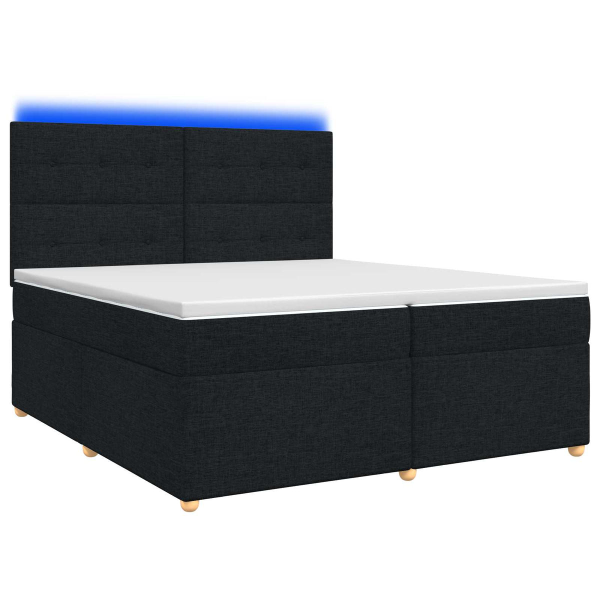 Κρεβάτι box spring με στρώμα Μαύρο 200 x 200 cm Ύφασμα - Pakobazaar