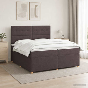 Κρεβάτι box spring με στρώμα Σκούρο Καφέ 200 x 200 cm Ύφασμα
