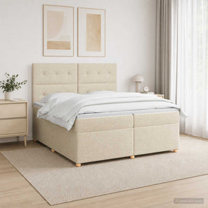 Κρεβάτι box spring με στρώμα Κρεμ 200 x 200 cm Ύφασμα