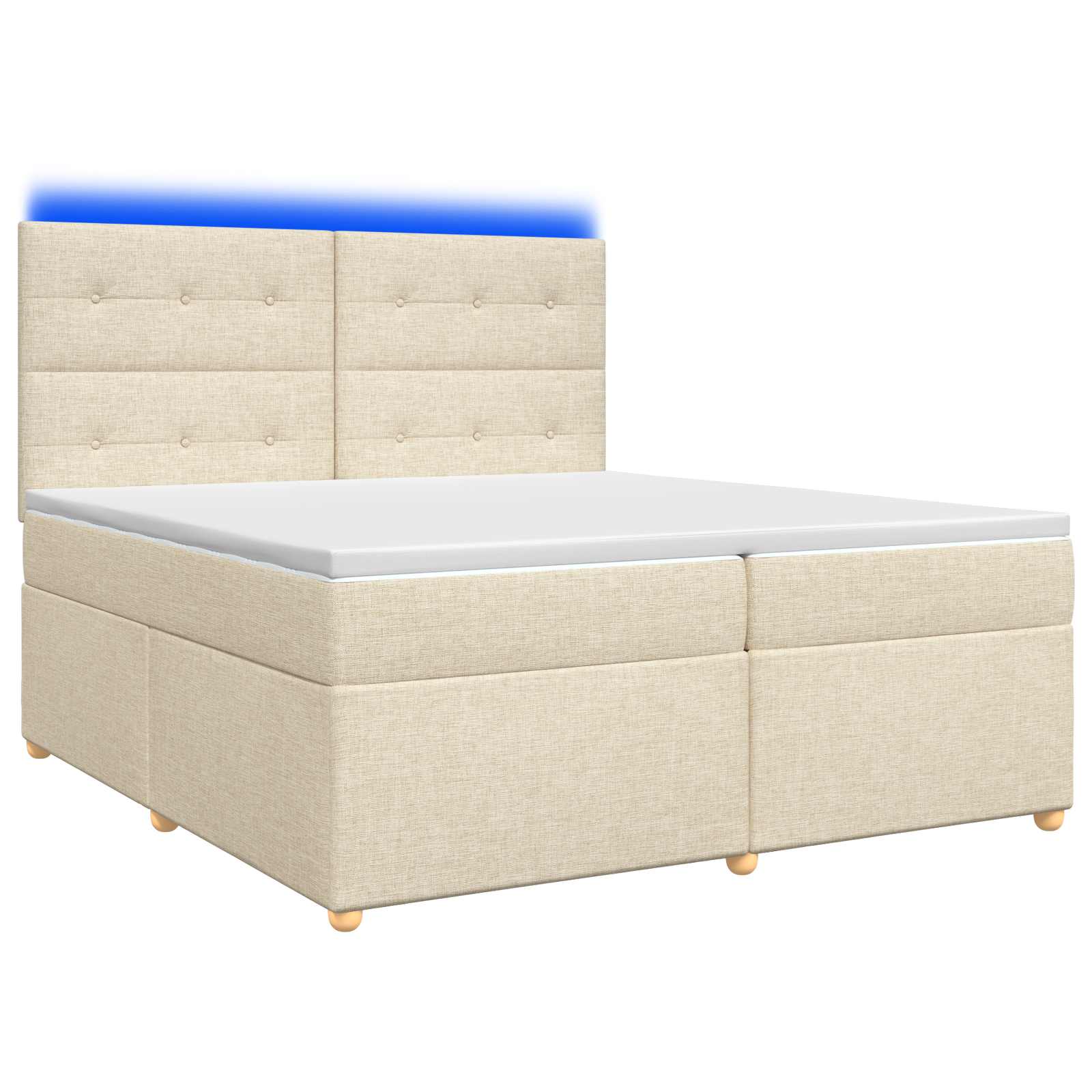 Κρεβάτι box spring με στρώμα Κρεμ 200 x 200 cm Ύφασμα