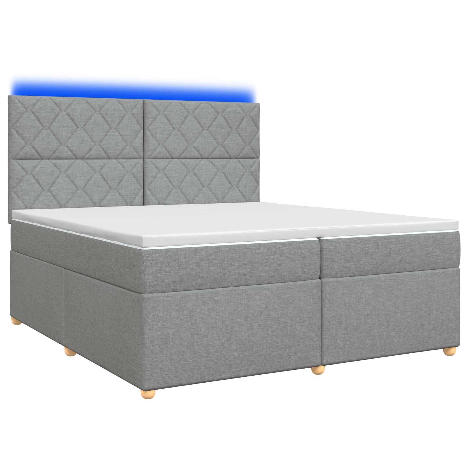 Κρεβάτι box spring με στρώμα Ανοιχτό γκρι 200 x 200 cm Ύφασμα - Pakobazaar