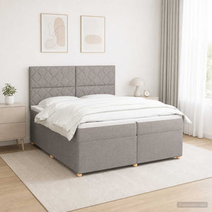 Κρεβάτι box spring με στρώμα Taupe 200 x 200 cm Ύφασμα - Pakobazaar