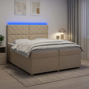 Κρεβάτι box spring με στρώμα Κρεμ 200 x 200 cm Ύφασμα - Pakobazaar