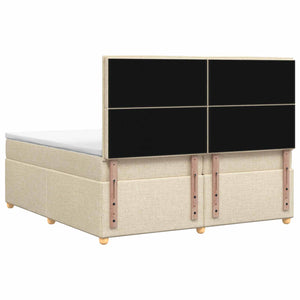Κρεβάτι box spring με στρώμα Κρεμ 200 x 200 cm Ύφασμα - Pakobazaar