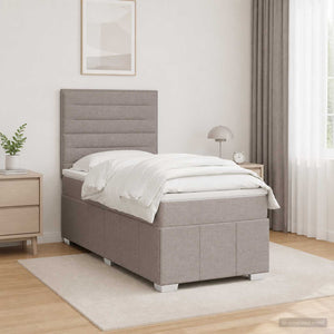 Κρεβάτι με κουτί ελατηρίου LED και στρώμα Taupe 90 x 200 cm