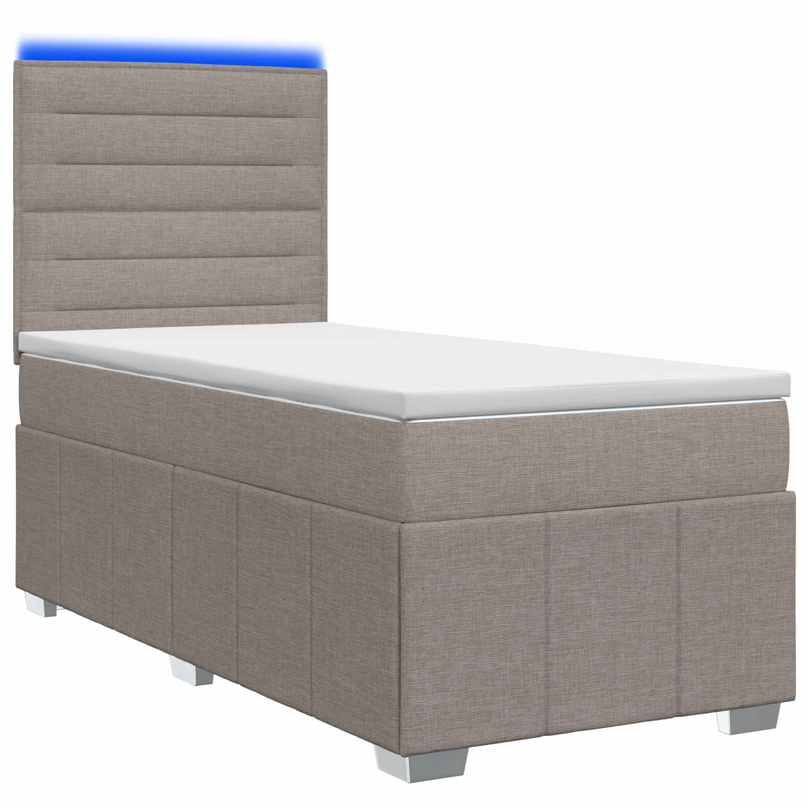 Κρεβάτι με κουτί ελατηρίου LED και στρώμα Taupe 90 x 190 cm