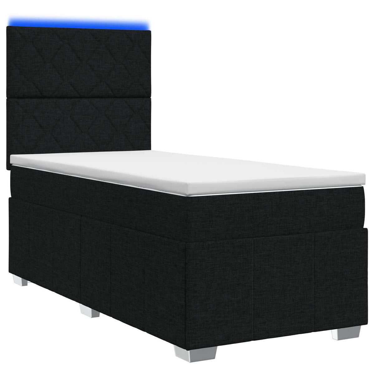 Κρεβάτι με κουτί ελατηρίου LED και στρώμα Μαύρο 90 x 200 cm - Pakobazaar
