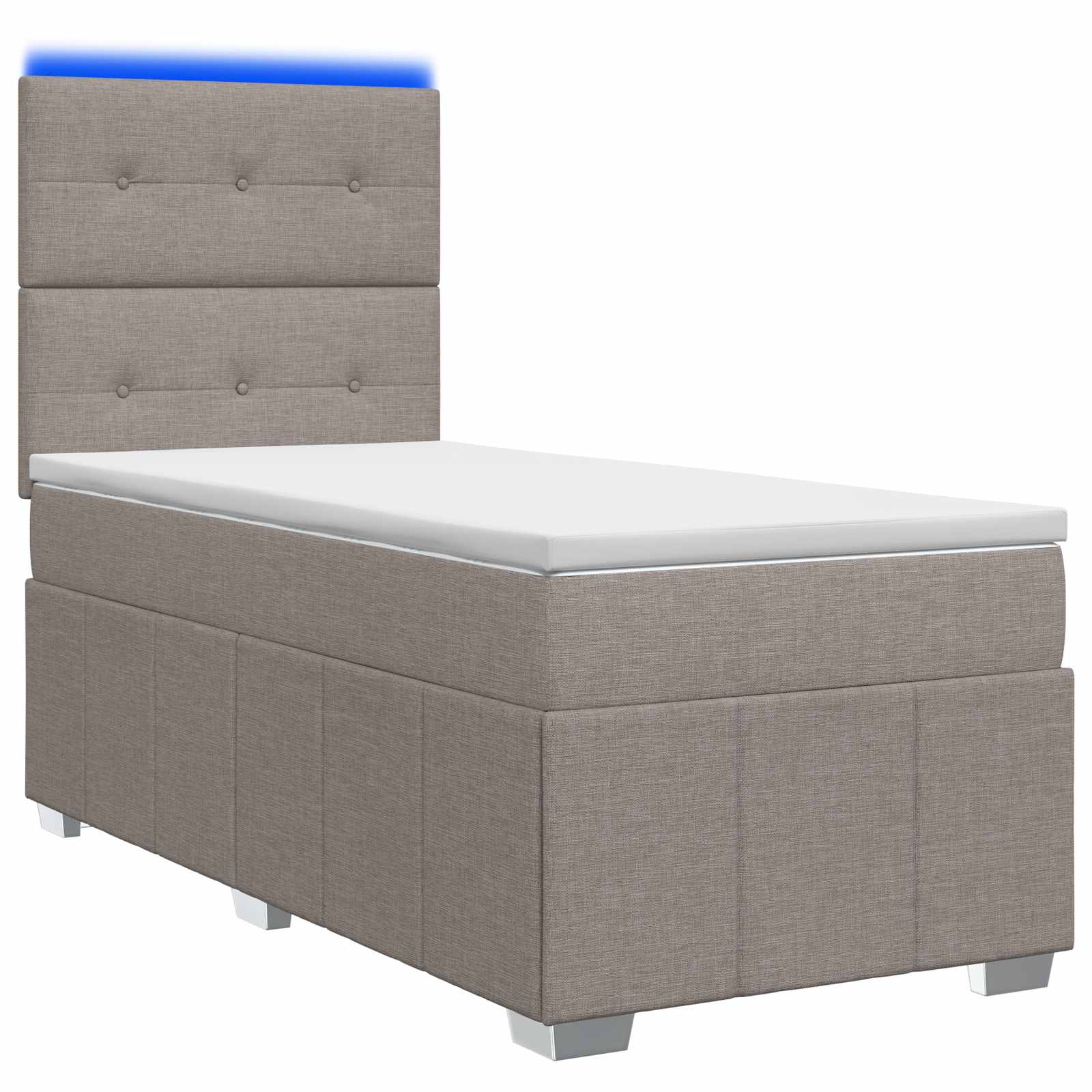 Κρεβάτι με κουτί ελατηρίου LED και στρώμα Taupe 100 x 200 cm