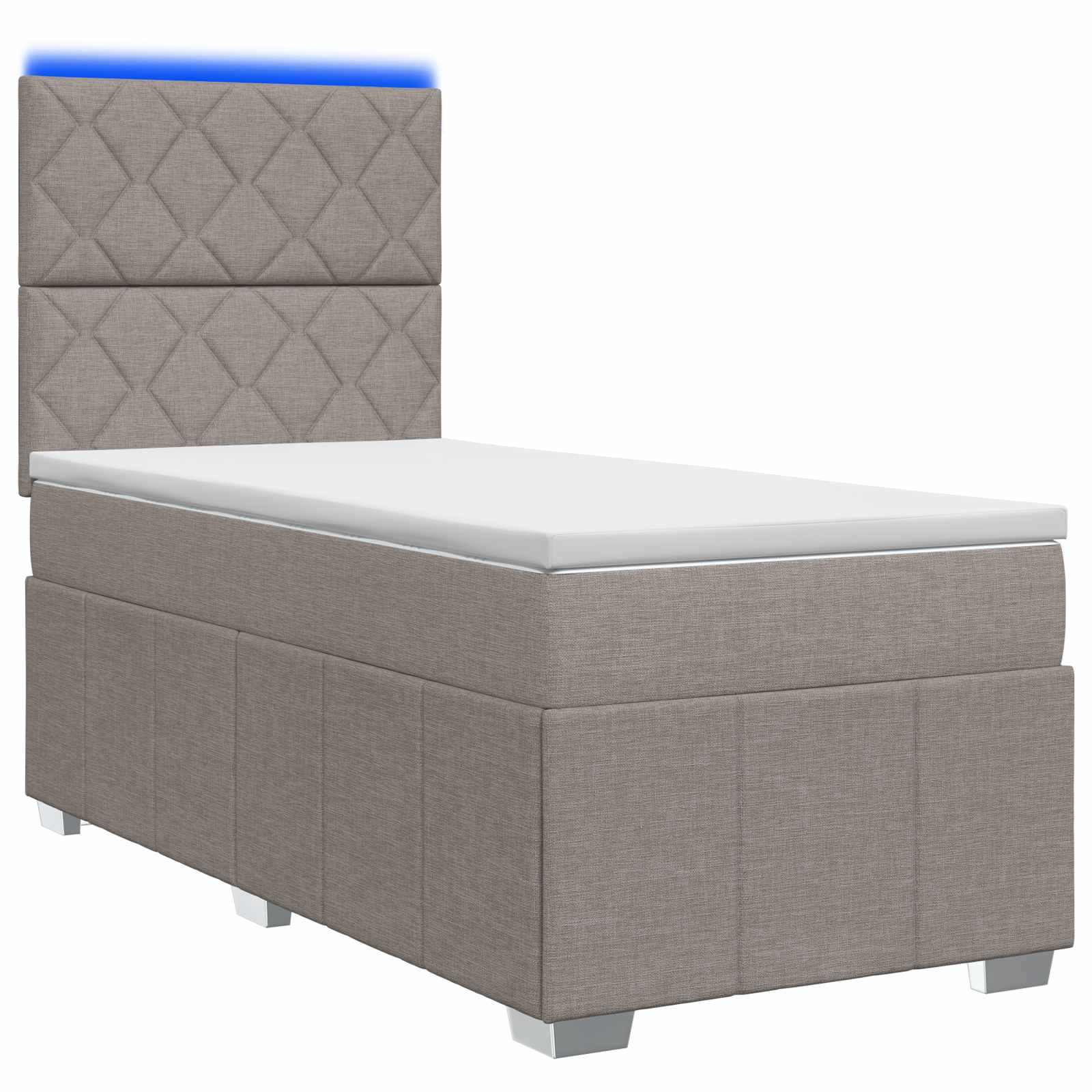 Κρεβάτι με κουτί ελατηρίου LED και στρώμα Taupe 100 x 200 cm - Pakobazaar
