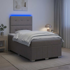 Κρεβάτι με κουτί ελατηρίου LED και στρώμα Taupe 120 x 200 cm