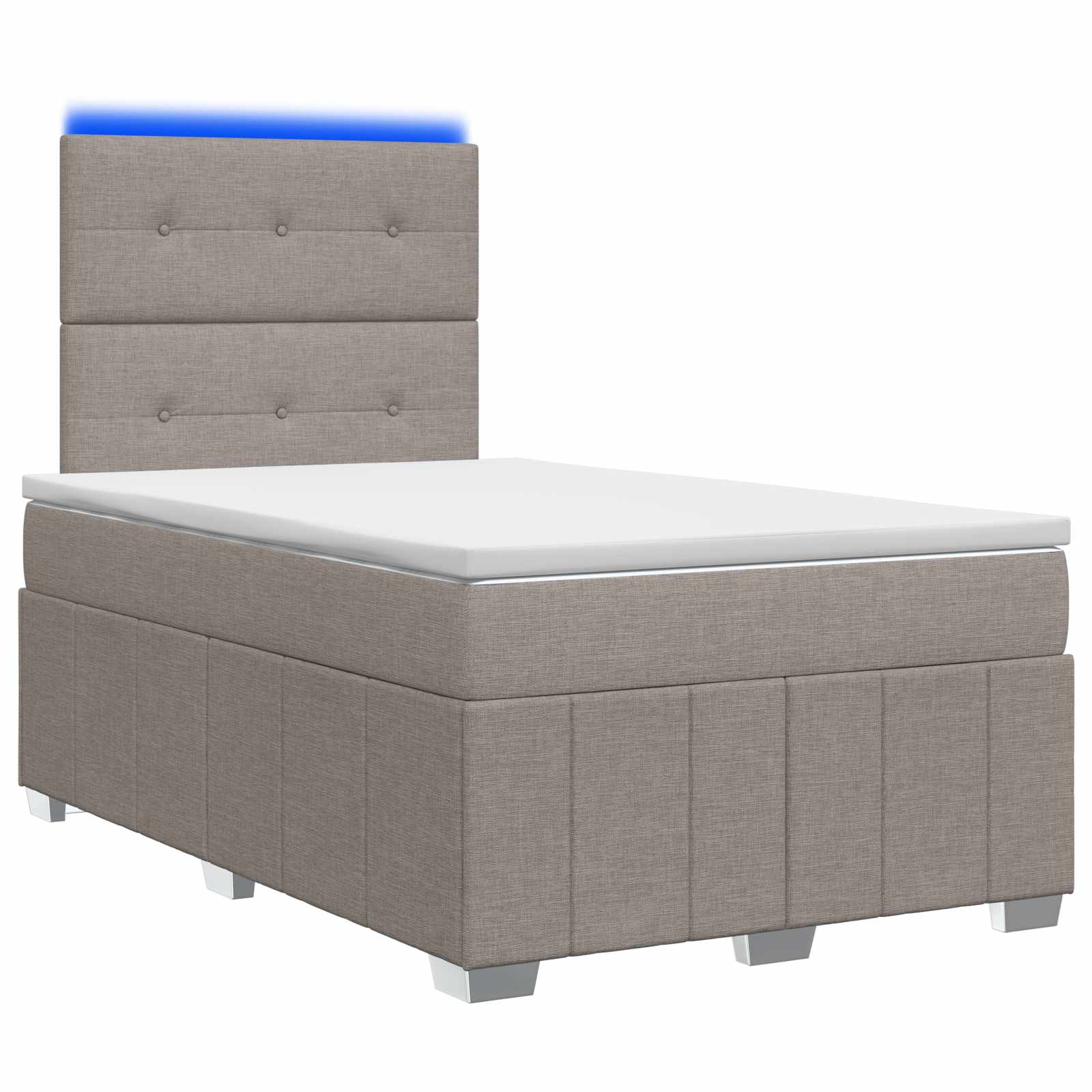 Κρεβάτι με κουτί ελατηρίου LED και στρώμα Taupe 120 x 190 cm - Pakobazaar