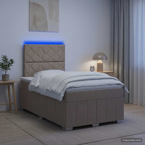 Κρεβάτι με κουτί ελατηρίου LED και στρώμα Taupe 120 x 200 cm - Pakobazaar