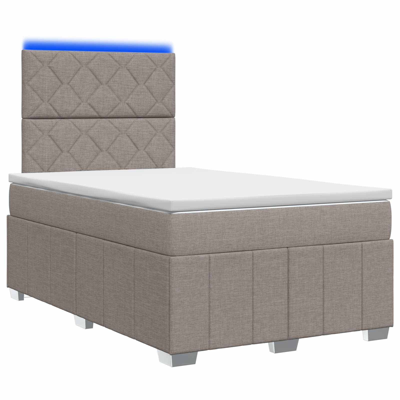 Κρεβάτι με κουτί ελατηρίου LED και στρώμα Taupe 120 x 200 cm - Pakobazaar