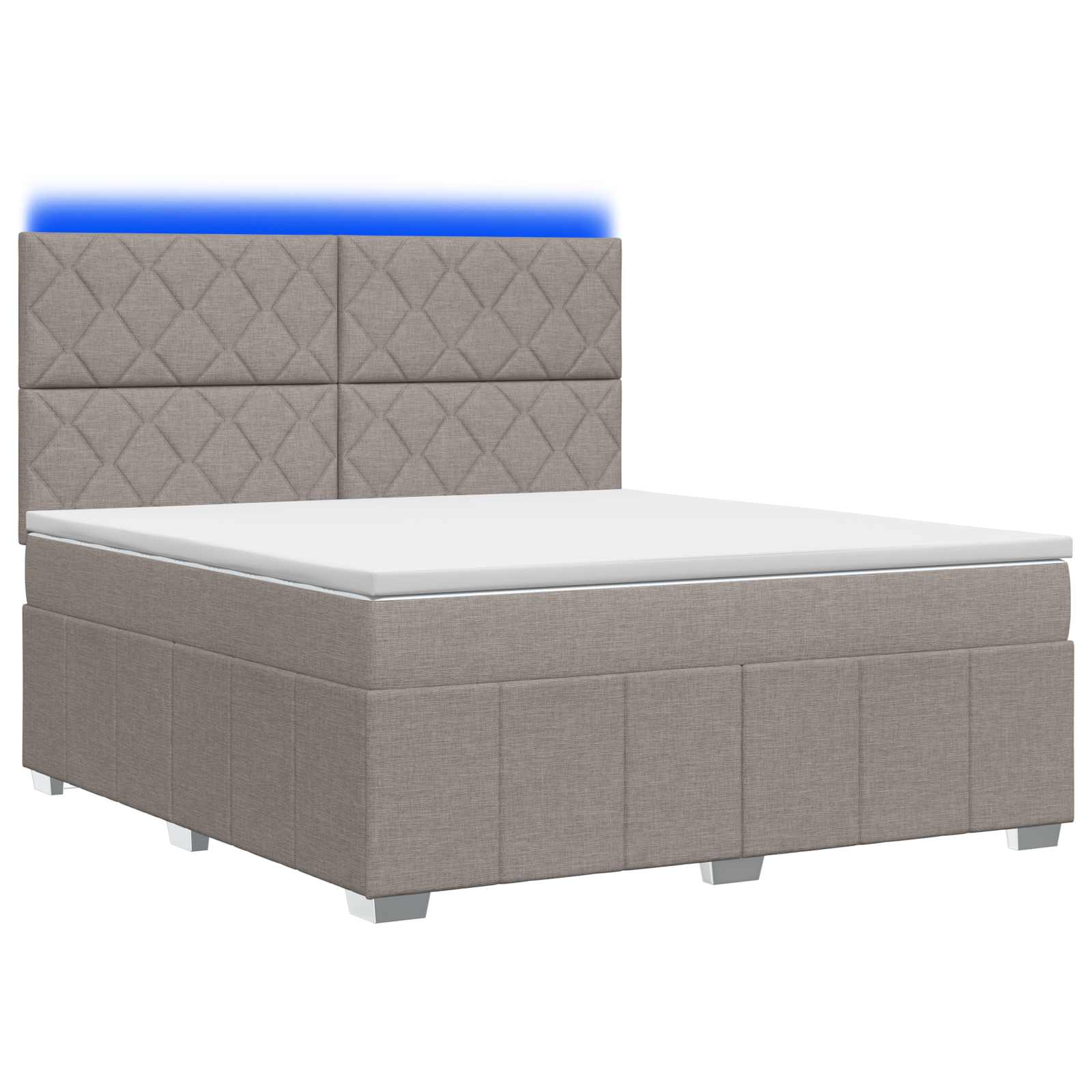 Κρεβάτι με κουτί ελατηρίου LED και στρώμα Taupe 140 x 190 cm - Pakobazaar