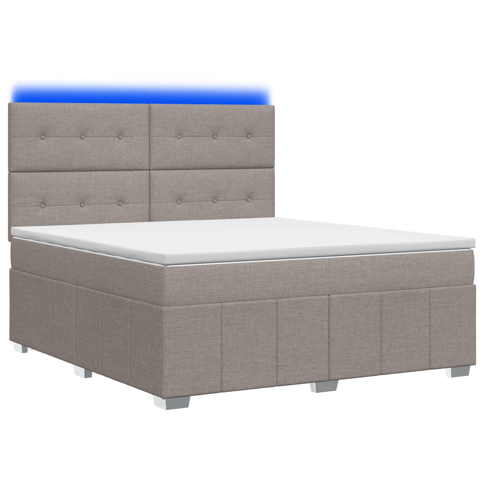 Κρεβάτι με κουτί ελατηρίου LED και στρώμα Taupe 140 x 200 cm - Pakobazaar
