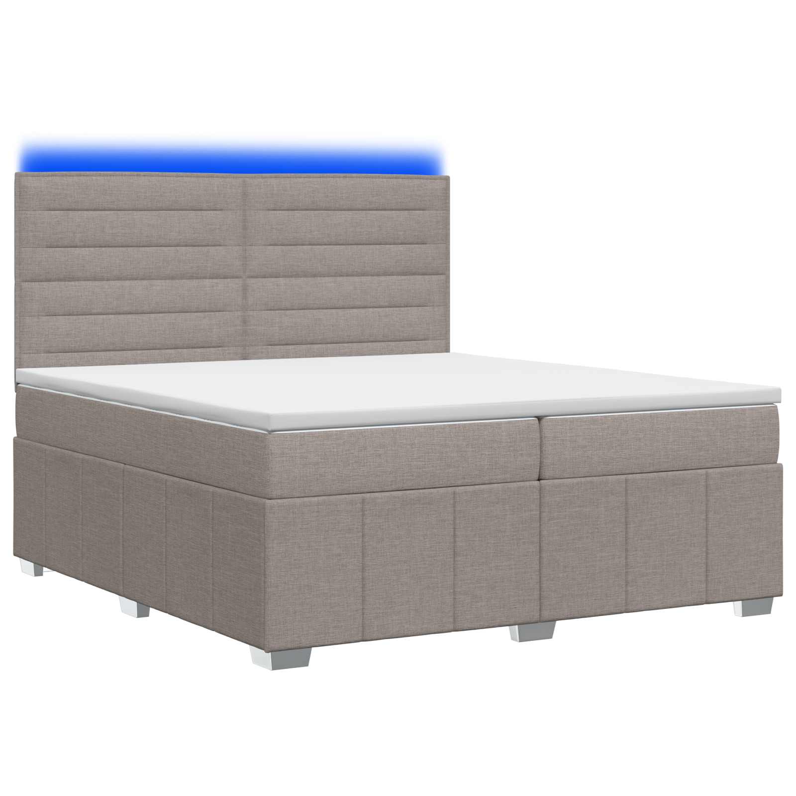 Κρεβάτι με κουτί ελατηρίου LED και στρώμα Taupe 200 x 200 cm - Pakobazaar