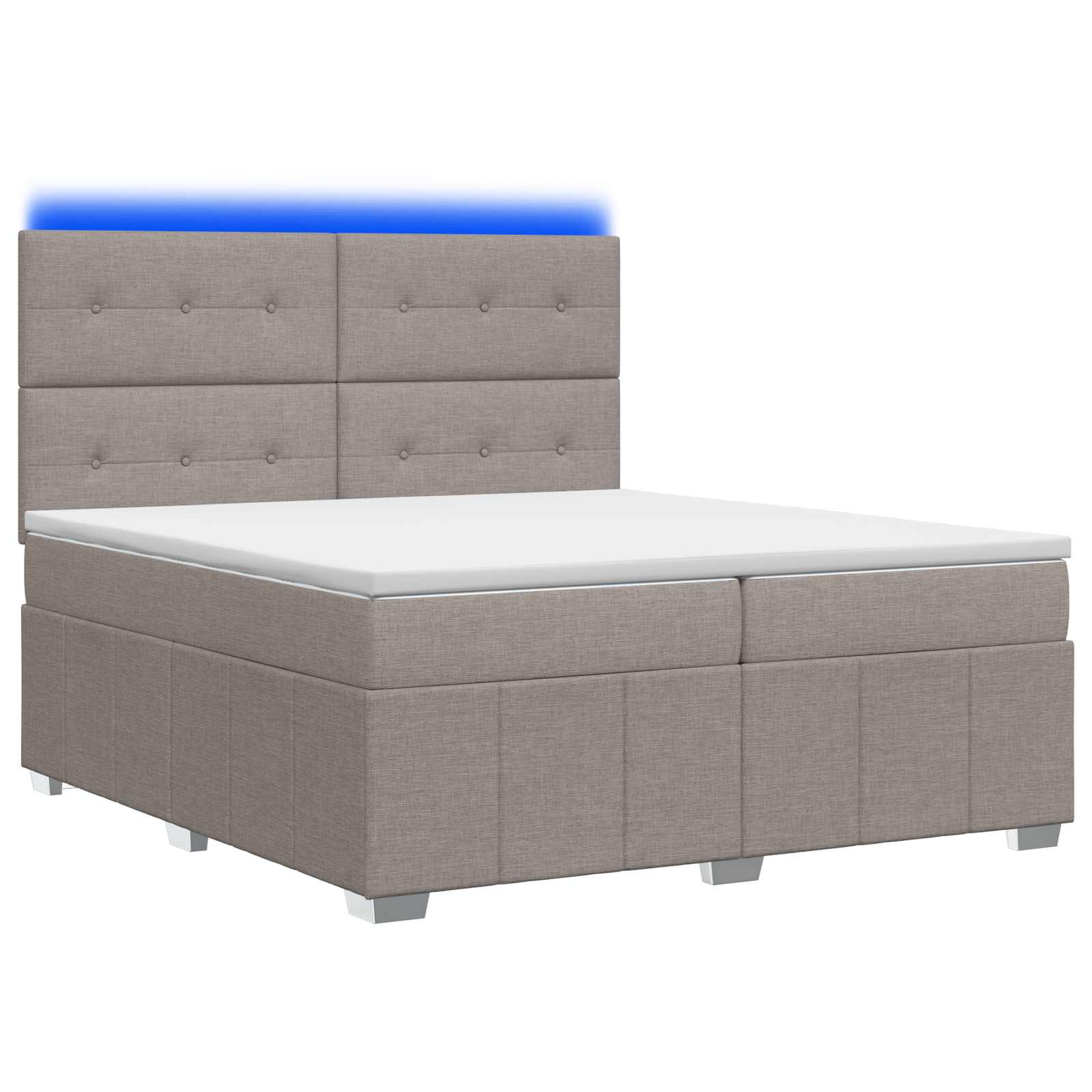 Κρεβάτι με κουτί ελατηρίου LED και στρώμα Taupe 200 x 200 cm - Pakobazaar