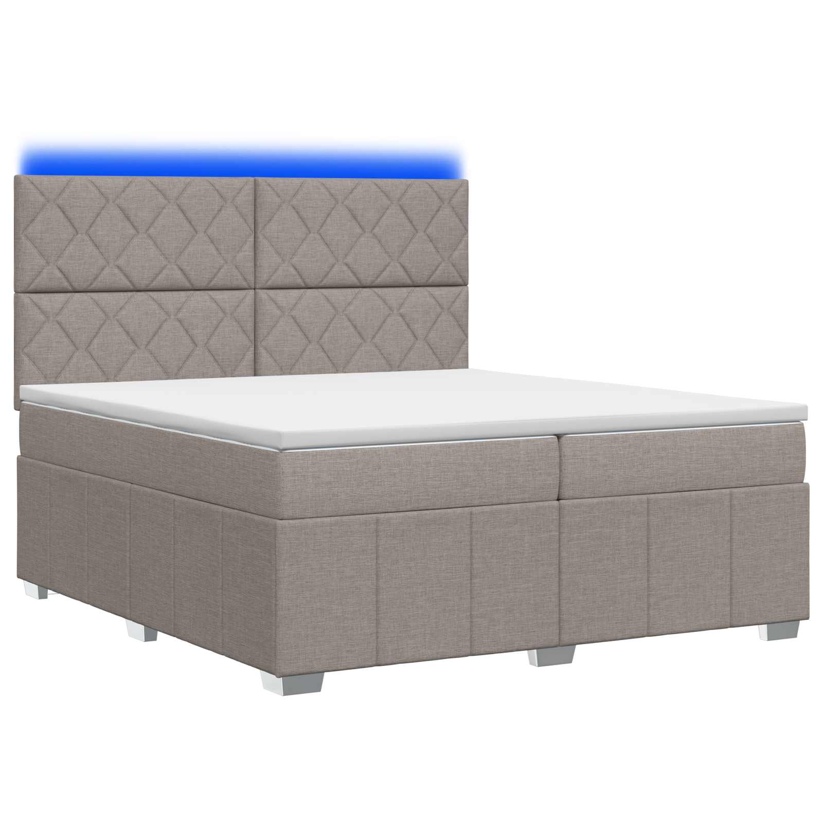 Κρεβάτι με κουτί ελατηρίου LED και στρώμα Taupe 200 x 200 cm - Pakobazaar