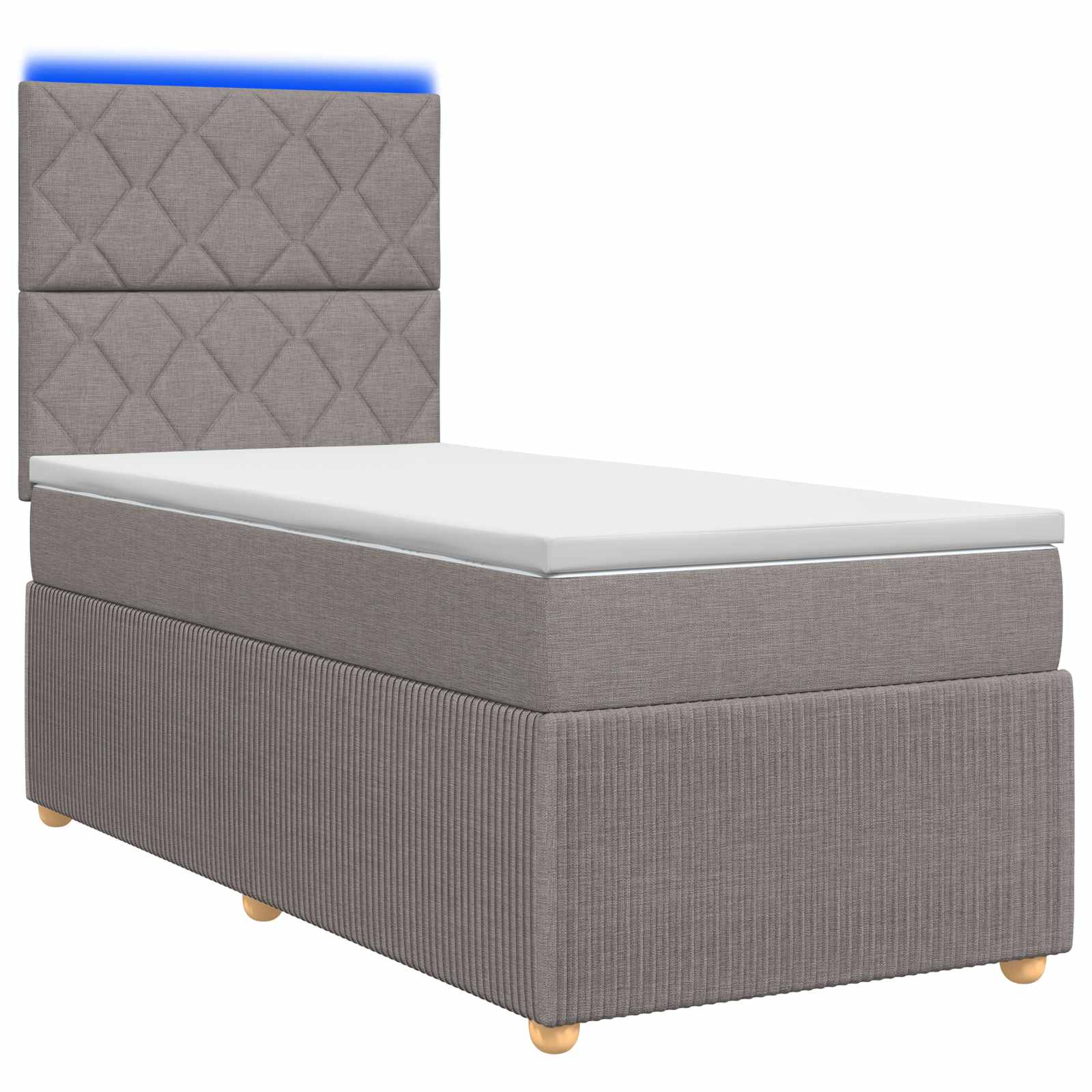 Κρεβάτι με κουτί ελατηρίου LED και στρώμα Taupe 90 x 200 cm - Pakobazaar