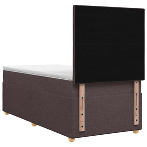 Κρεβάτι με κουτί ελατηρίου LED και στρώμα Σκούρο Καφέ Ύφασμα - Pakobazaar