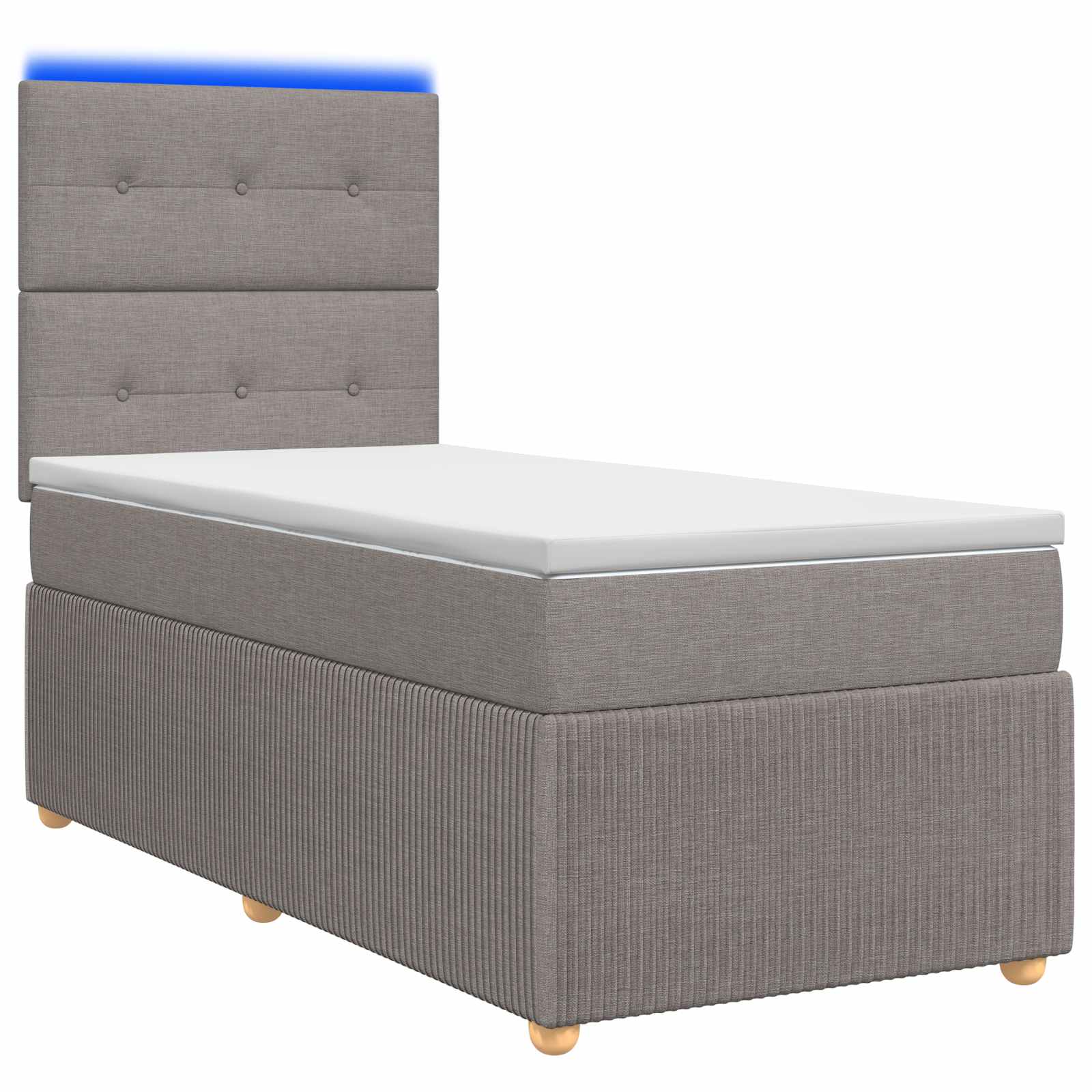 Κρεβάτι με κουτί ελατηρίου LED και στρώμα Taupe 100 x 200 cm