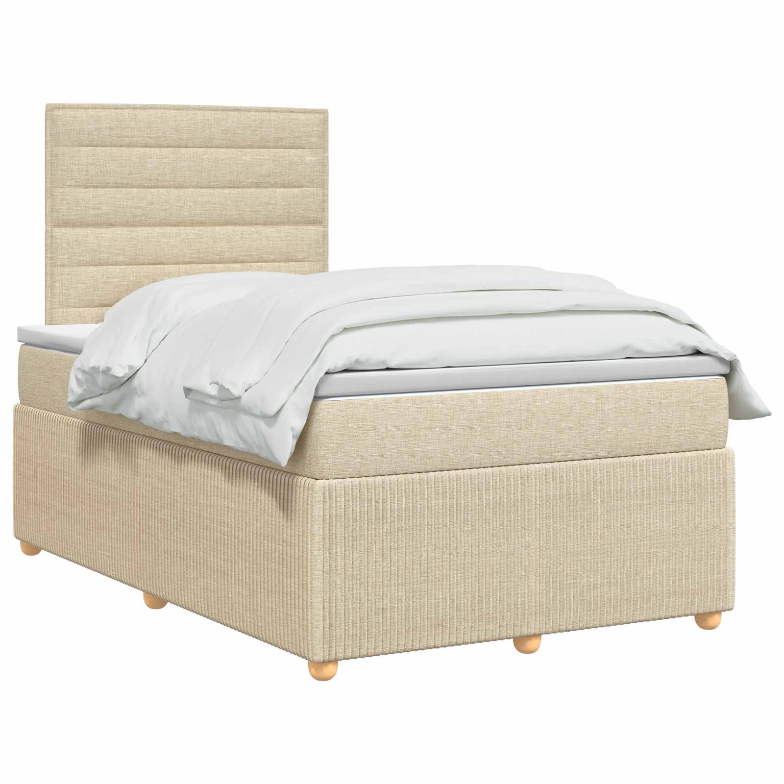 Κρεβάτι με κουτί ελατηρίου LED και στρώμα Κρεμ 120 x 190 cm - Pakobazaar