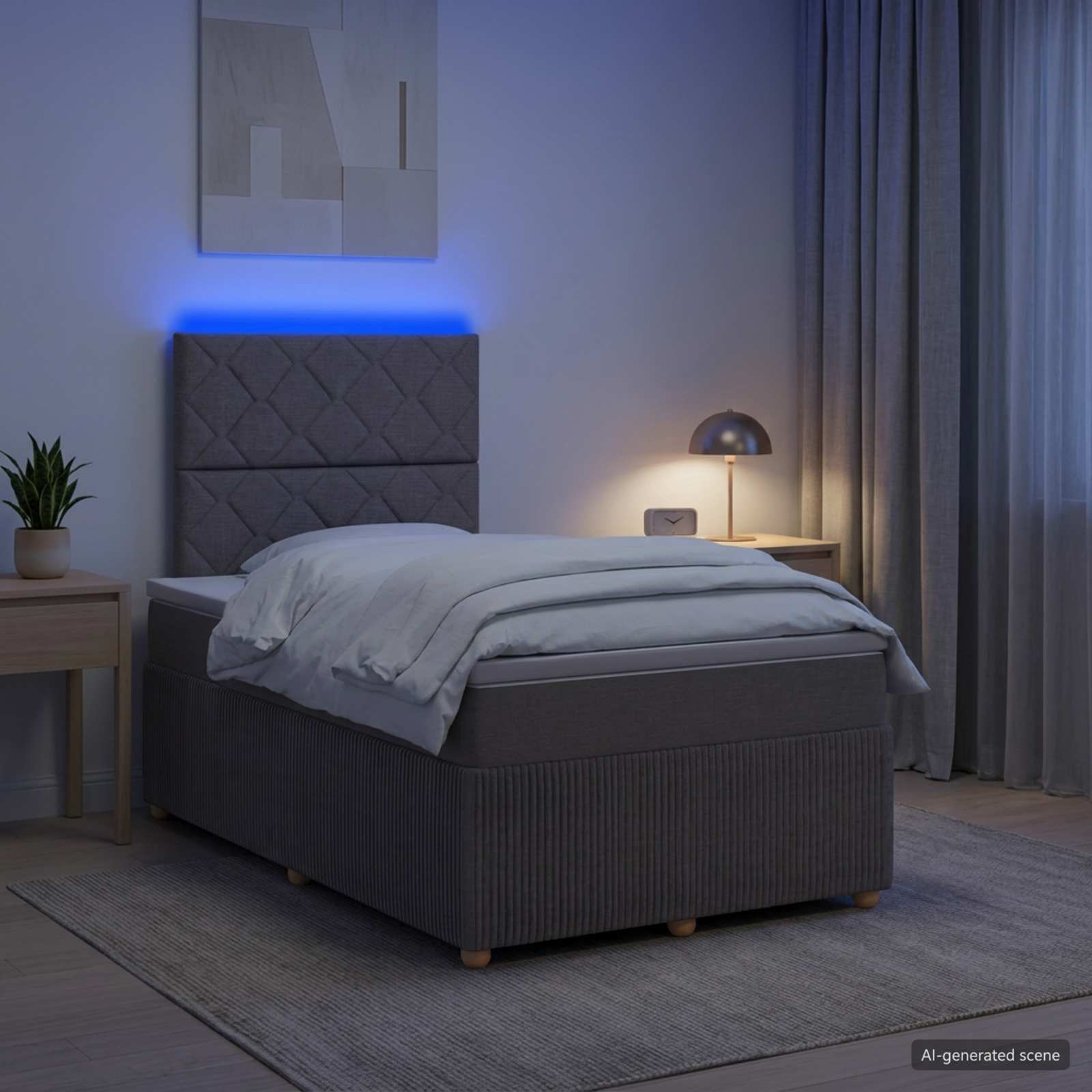 Κρεβάτι με κουτί ελατηρίου LED και στρώμα Taupe 120 x 190 cm - Pakobazaar