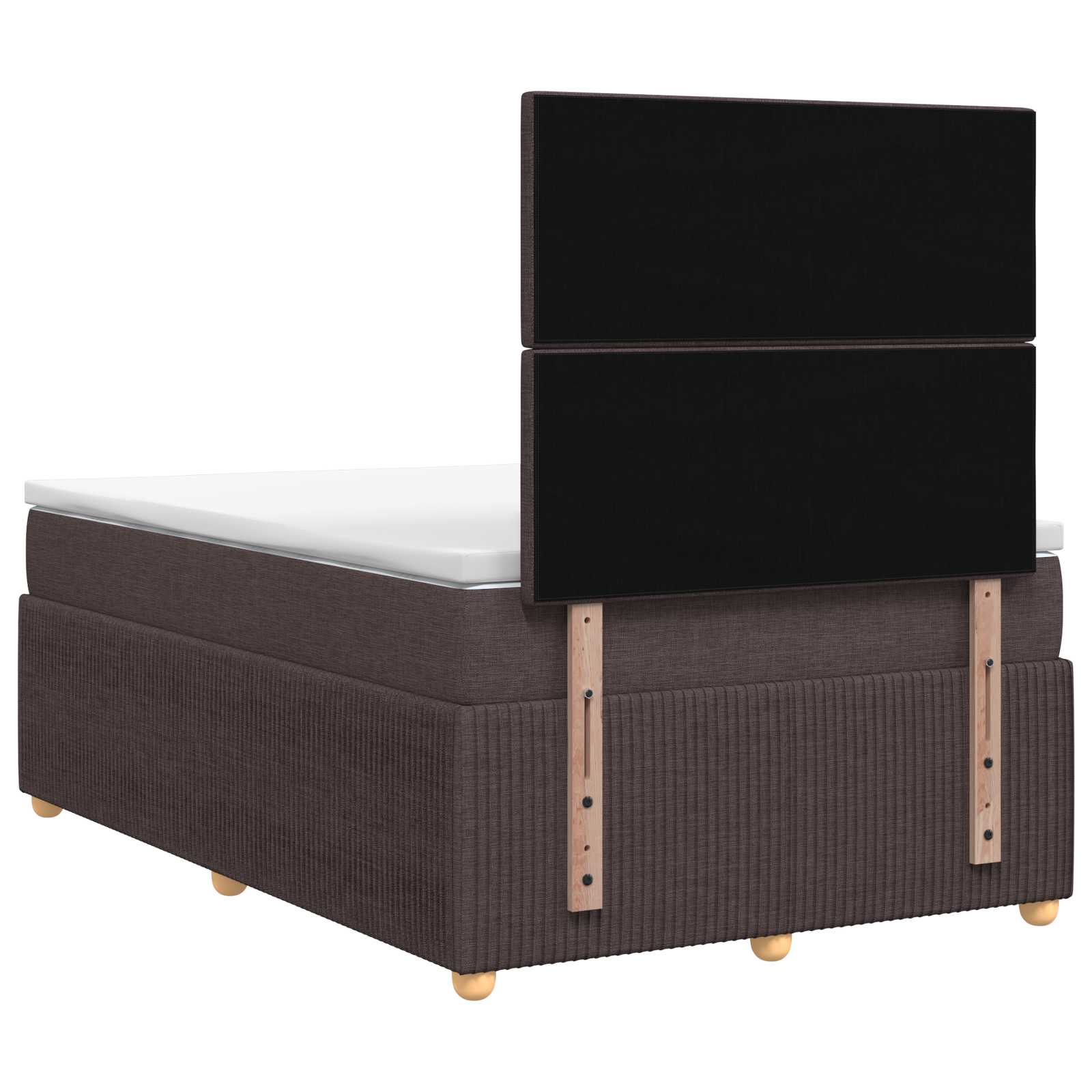 Κρεβάτι με κουτί ελατηρίου LED και στρώμα Σκούρο Καφέ Ύφασμα - Pakobazaar