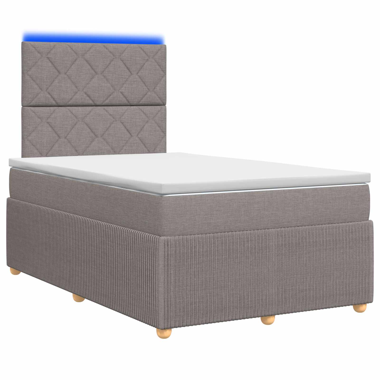 Κρεβάτι με κουτί ελατηρίου LED και στρώμα Taupe 120 x 200 cm - Pakobazaar