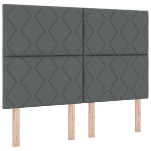 Κρεβάτι με κουτί ελατηρίου LED και στρώμα Σκούρο Γκρι Ύφασμα - Pakobazaar