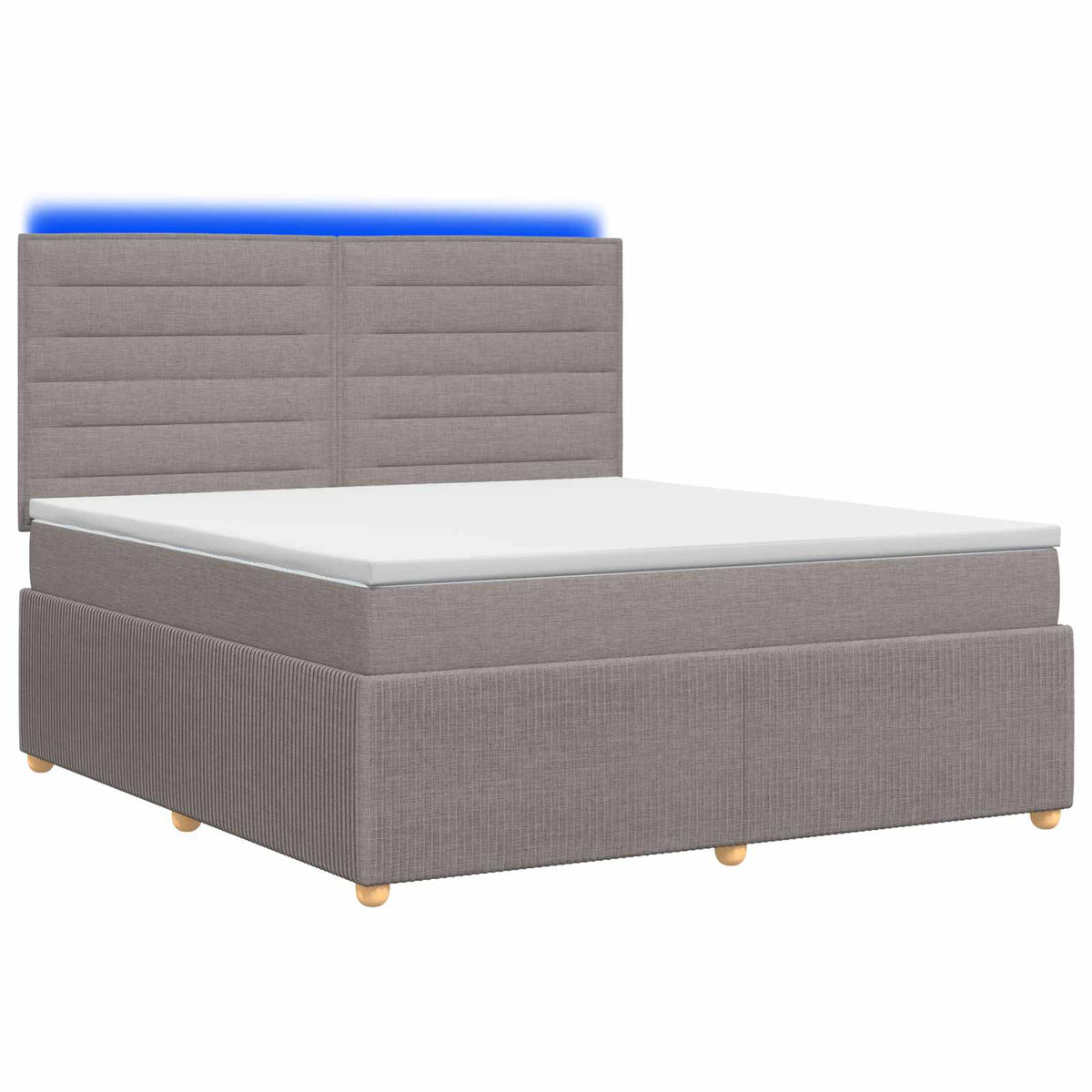 Κρεβάτι με κουτί ελατηρίου LED και στρώμα Taupe 180 x 200 cm