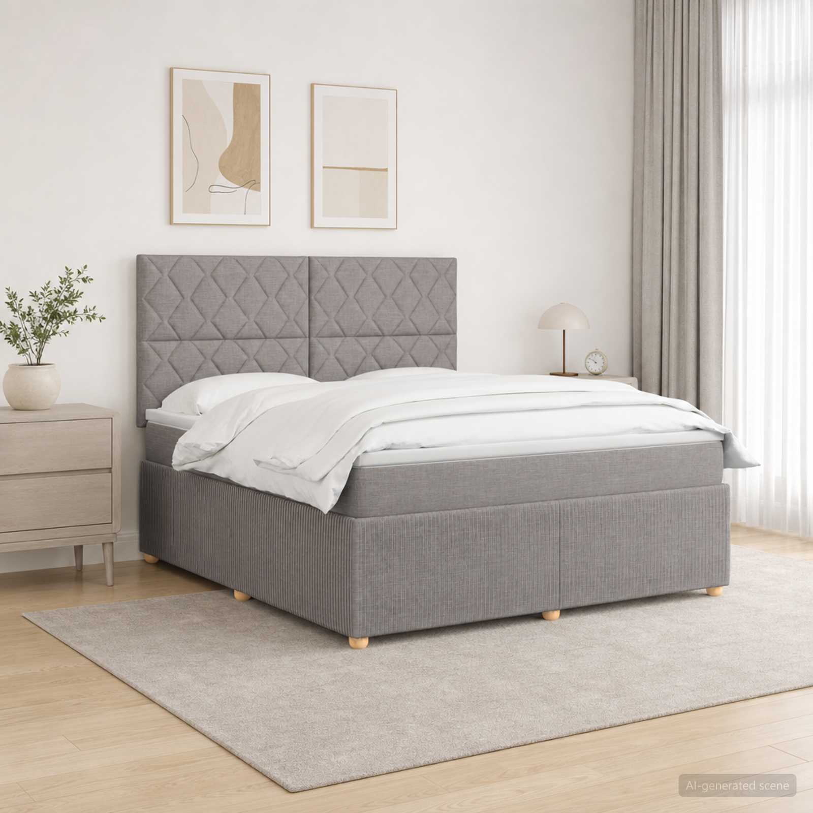 Κρεβάτι με κουτί ελατηρίου LED και στρώμα Taupe 180 x 200 cm - Pakobazaar