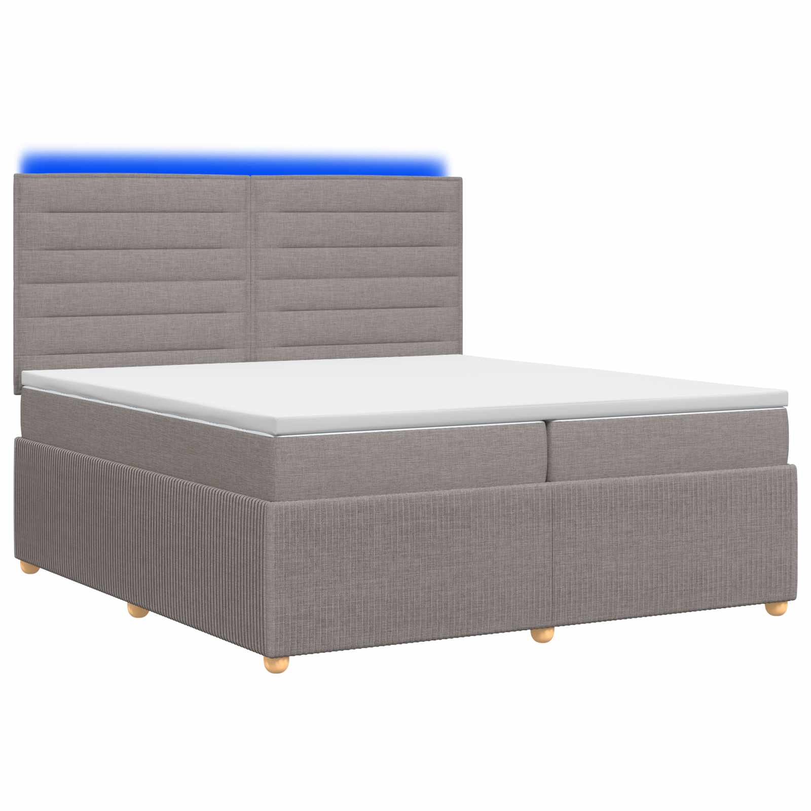 Κρεβάτι με κουτί ελατηρίου LED και στρώμα Taupe 200 x 200 cm