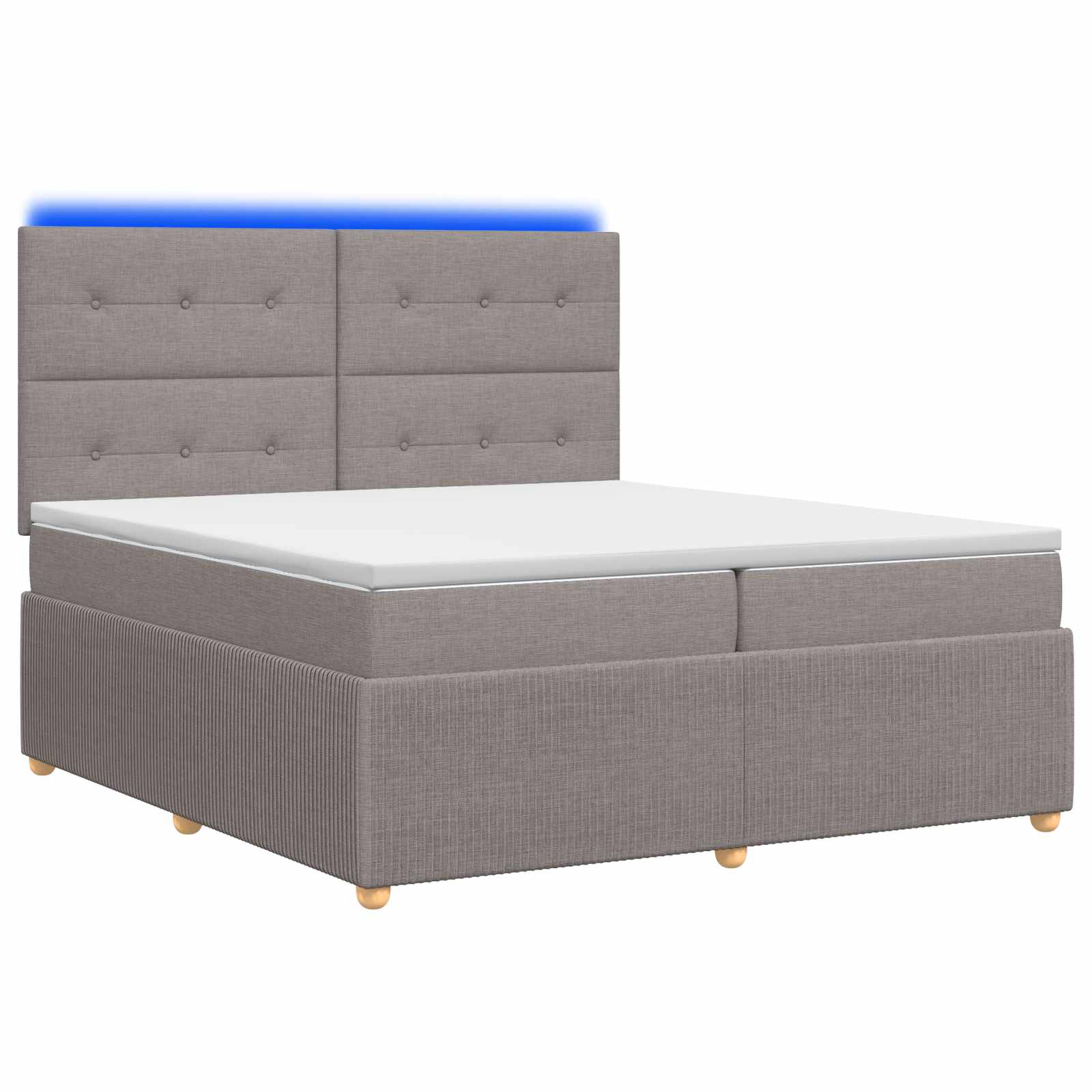 Κρεβάτι με κουτί ελατηρίου LED και στρώμα Taupe 200 x 200 cm - Pakobazaar