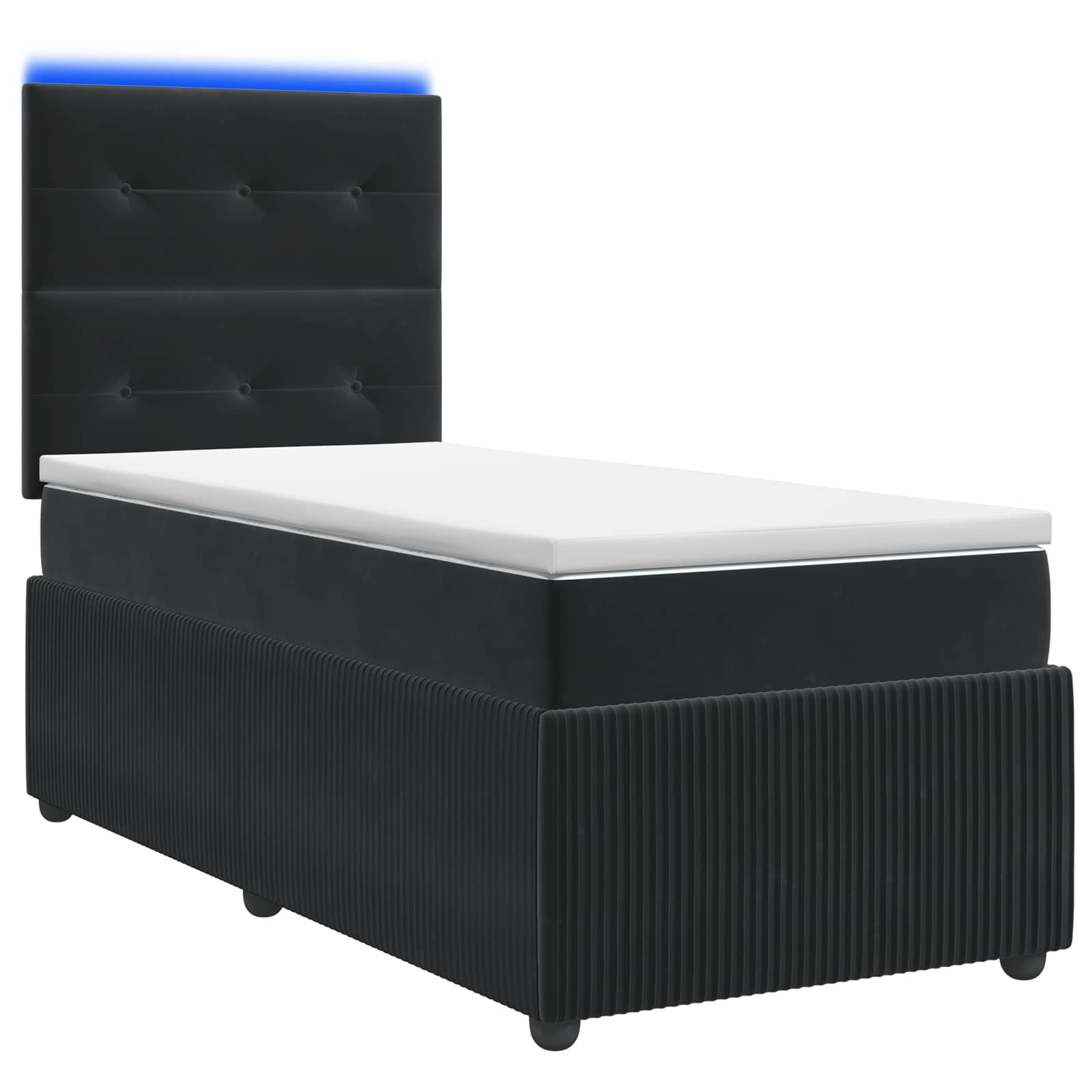 Κρεβάτι με κουτί ελατηρίου LED και στρώμα Μαύρο 90 x 200 cm