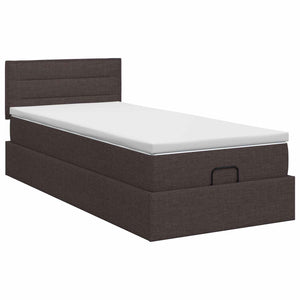 Κρεβάτι Ottoman με στρώμα Σκούρο Καφέ 90 x 190 cm Ύφασμα