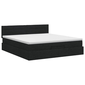 Κρεβάτι Ottoman με στρώμα με κεφαλάρι Μαύρο 160 x 200 cm Ύφασμα
