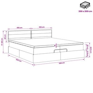 Κρεβάτι Ottoman με στρώμα Σκούρο Καφέ 200 x 200 cm Ύφασμα