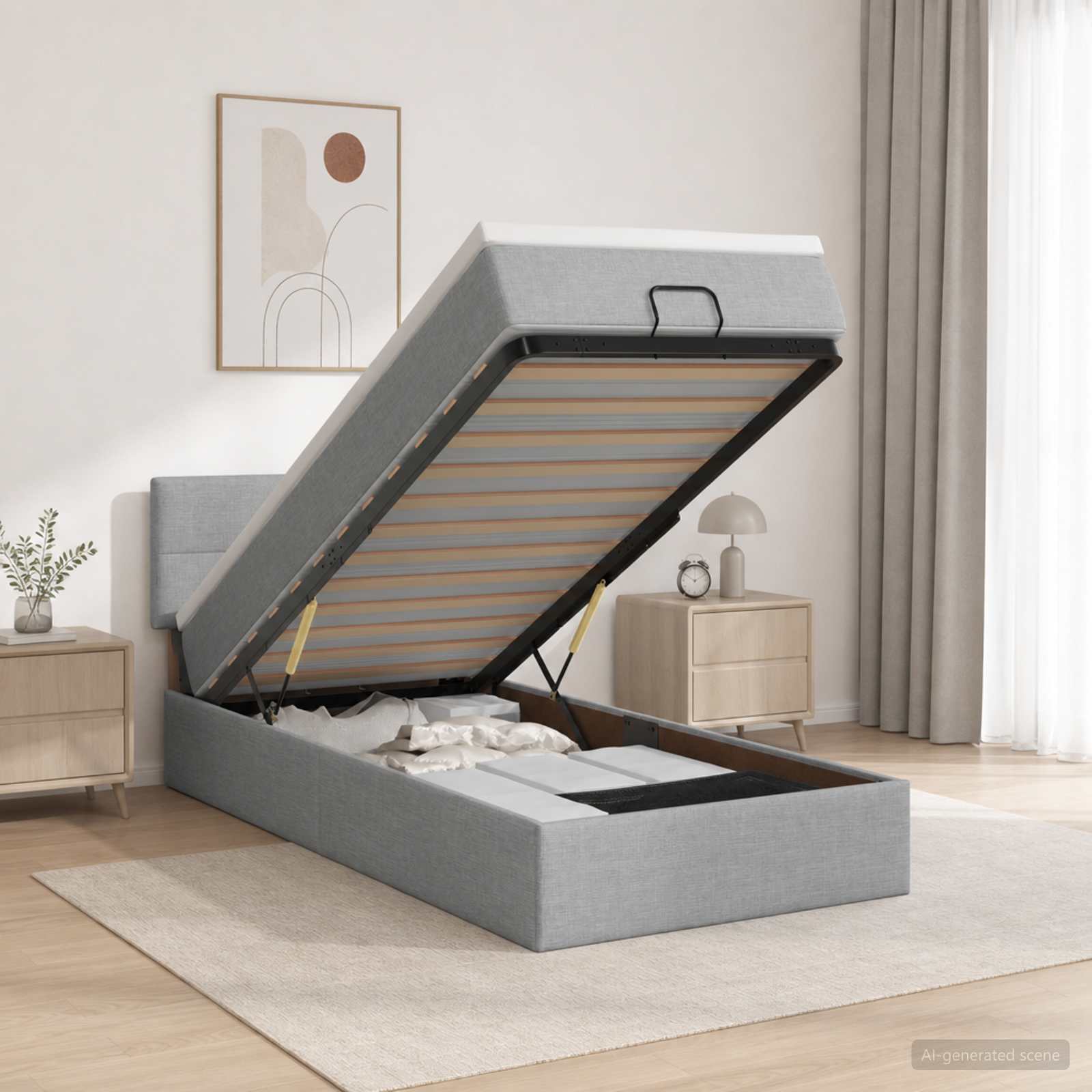 Κρεβάτι Ottoman με Στρώμα και LED Ανοιχτό γκρι 80 x 200 cm - Pakobazaar