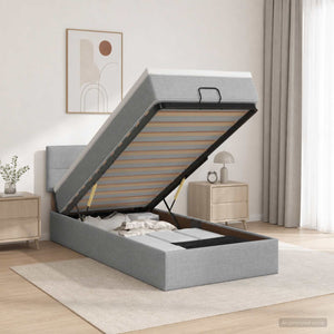 Κρεβάτι Ottoman με Στρώμα και LED Ανοιχτό γκρι 80 x 200 cm - Pakobazaar
