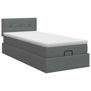 Κρεβάτι Ottoman με στρώμα Σκούρο Γκρι 90 x 190 cm Ύφασμα