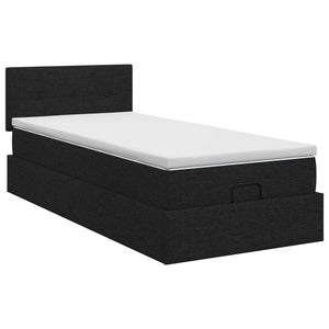 Κρεβάτι Ottoman με στρώμα με κεφαλάρι Μαύρο 90 x 200 cm Ύφασμα