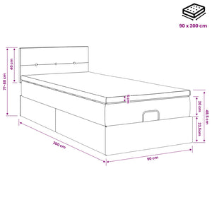Κρεβάτι Ottoman με στρώμα με κεφαλάρι Κρεμ 90 x 200 cm Ύφασμα - Pakobazaar
