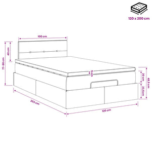 Κρεβάτι Ottoman με στρώμα Σκούρο Καφέ 120 x 200 cm Ύφασμα - Pakobazaar