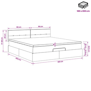 Κρεβάτι Ottoman με στρώμα με κεφαλάρι Μπλε 180 x 200 cm Ύφασμα - Pakobazaar