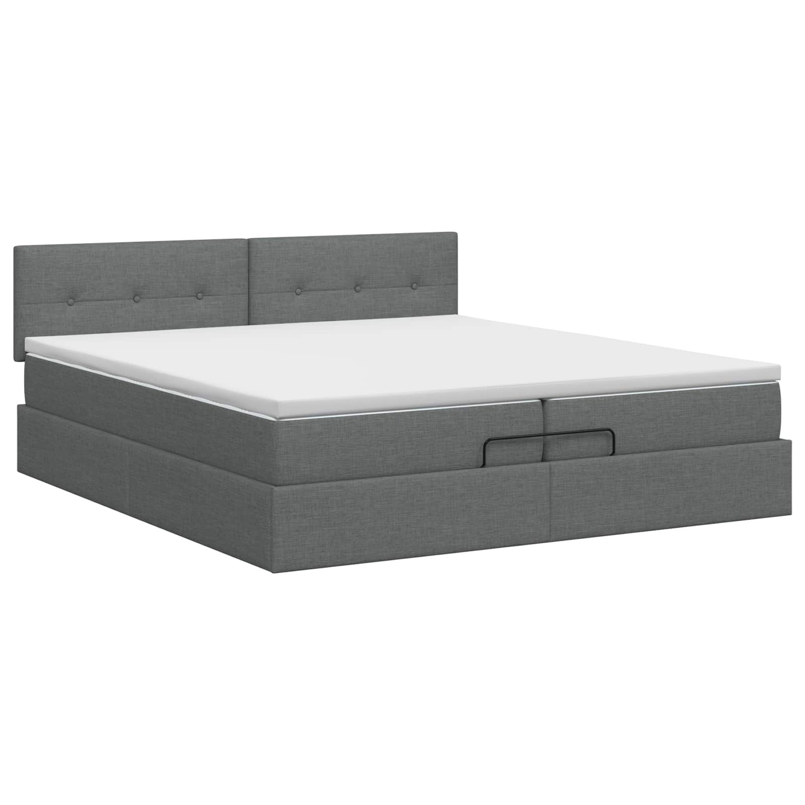 Κρεβάτι Ottoman με στρώμα Σκούρο Γκρι 200 x 200 cm Ύφασμα - Pakobazaar