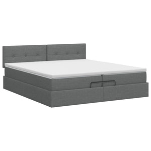 Κρεβάτι Ottoman με στρώμα Σκούρο Γκρι 200 x 200 cm Ύφασμα - Pakobazaar