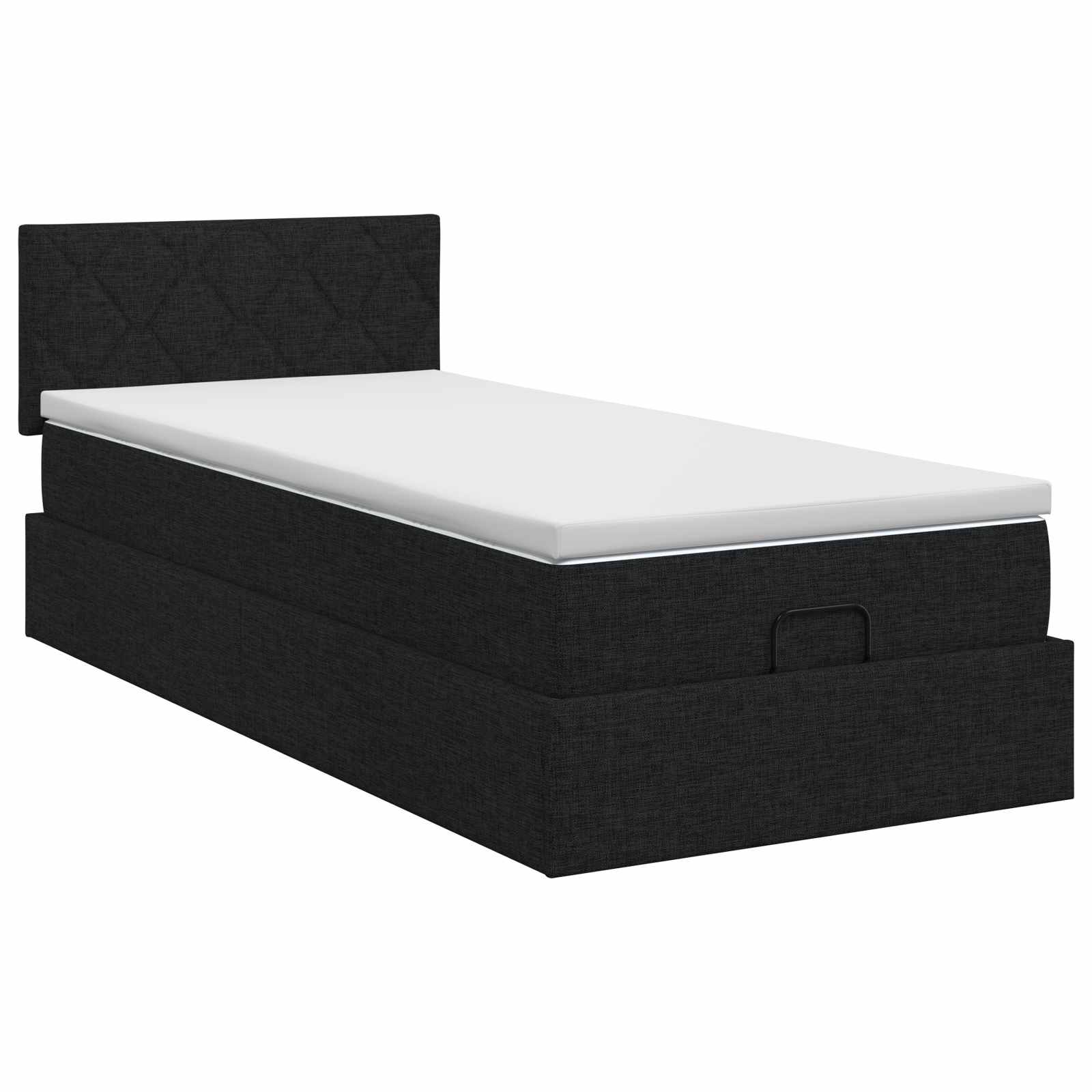 Κρεβάτι Ottoman με στρώμα με κεφαλάρι Μαύρο 90 x 190 cm Ύφασμα - Pakobazaar