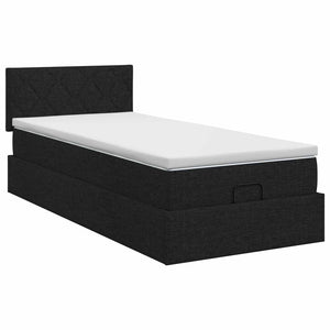 Κρεβάτι Ottoman με στρώμα με κεφαλάρι Μαύρο 90 x 200 cm Ύφασμα - Pakobazaar