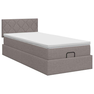 Κρεβάτι Ottoman με στρώμα με κεφαλάρι Taupe 100 x 200 cm Ύφασμα - Pakobazaar